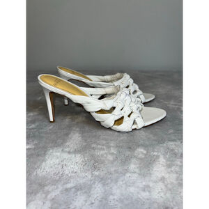 Alexandre Birman White Braided Leather Heels Size 8.5